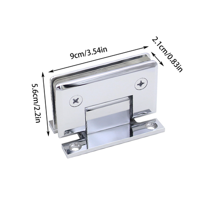 H Shaped 90 Degree Glass Clamp Double Opening Bevel Edge Bathroom Shower Clip