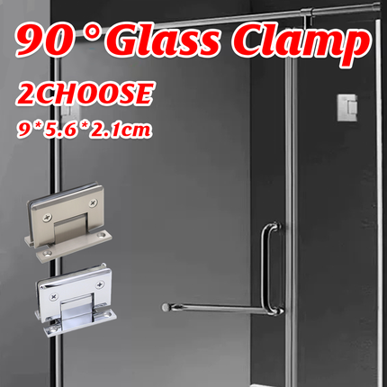 H Shaped 90 Degree Glass Clamp Double Opening Bevel Edge Bathroom Shower Clip