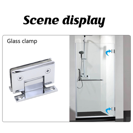 H Shaped 90 Degree Glass Clamp Double Opening Bevel Edge Bathroom Shower Clip