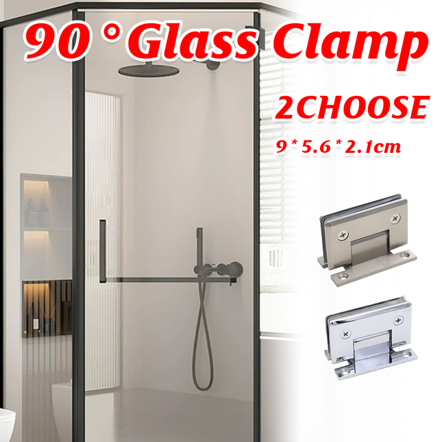 H Shaped 90 Degree Glass Clamp Double Opening Bevel Edge Bathroom Shower Clip