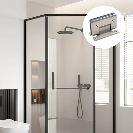 H Shaped 90 Degree Glass Clamp Double Opening Bevel Edge Bathroom Shower Clip