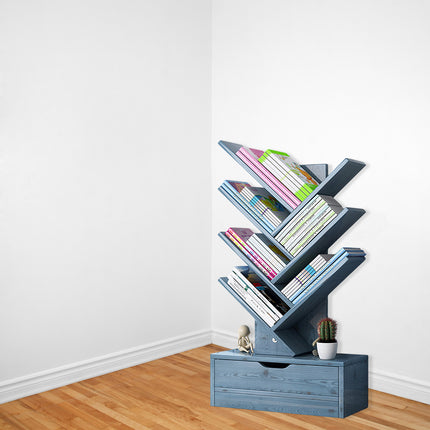 Bookshelf Display Shelf Book Storage Rack Wood Bookcase Drawer Durable Aesthetic