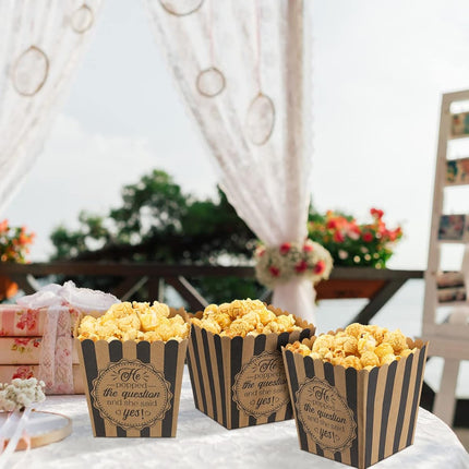 48pcs Popcorn Boxes Striped Paper Retro Candy Containers Movie Party Birthday