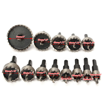 13pcs Hole Saw Set Metal Drill Bits 16-53mm Tungsten Steel Iron Plate Copper Cutter