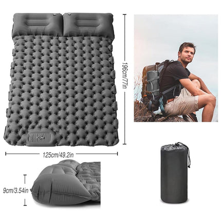 Double Camping Sleeping Pad Self Inflating Thick Air Bed Mattress Outdoor Hiking
