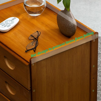 Bamboo Bedside Table with Drawer Sturdy Storage Organizer for Home Bedroom Use