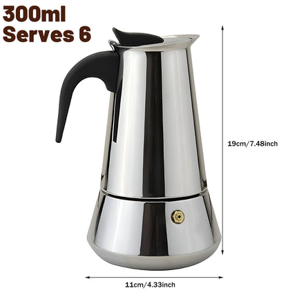 300ml Stainless Steel Moka Pot Coffee Maker Espresso Maker Durable HeatResistant