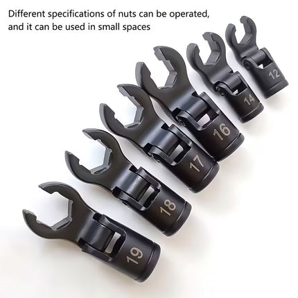 6PCS Fuel Line Wrench Set Swivel Head Injector Nozzle Tool Kit for Car Truck Use