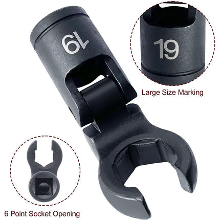 6PCS Fuel Line Wrench Set Swivel Head Injector Nozzle Tool Kit for Car Truck Use
