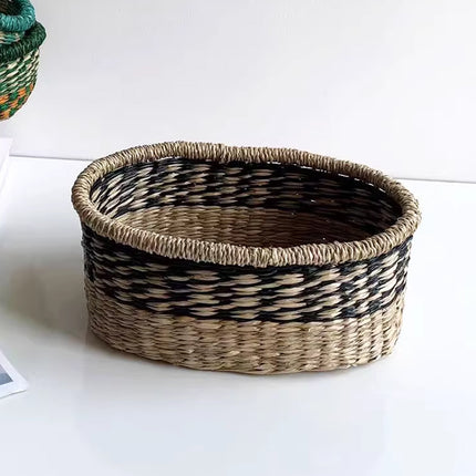 Straw Woven Storage Basket Storage Box For Home Bedroom Living Room Decorative