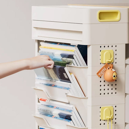 Movable Multi-Layer Book Shelf Rolling Bookcase for Study Bedroom Book Storage