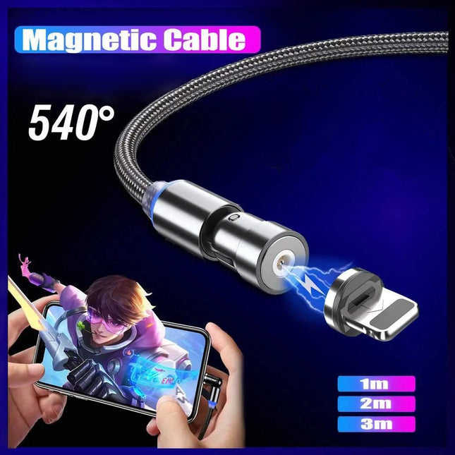 540 Degree Rotating Magnetic Charging Cable USB Data Cord for iPhone 1m 2m 3m