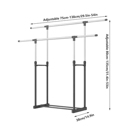 Clothes Drying Rack Adjustable Height Telescopic Stable Base Space-Saving