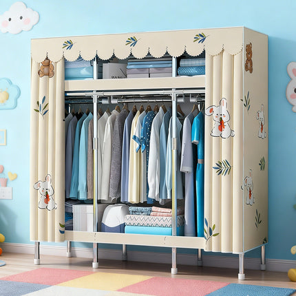 Fabric Wardrobe Closet Organizer 165x45x170cm Durable for Bedroom Storage Use