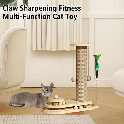 Cat Scratching Post Oval Turntable Cat Toy Scratcher Board Interactive Furniture