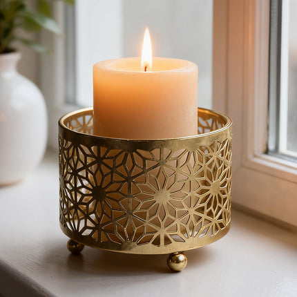 4PCS Hollow Candle Tray Iron Cutout Romantic for Home Wedding Party Decor Use