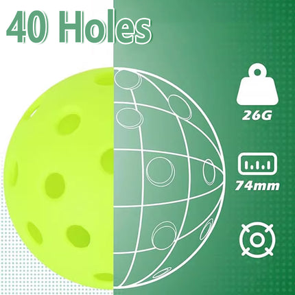 Pickleball Set 6PCS 74MM 40Hole Outdoor BallsTournament Training Sports Game