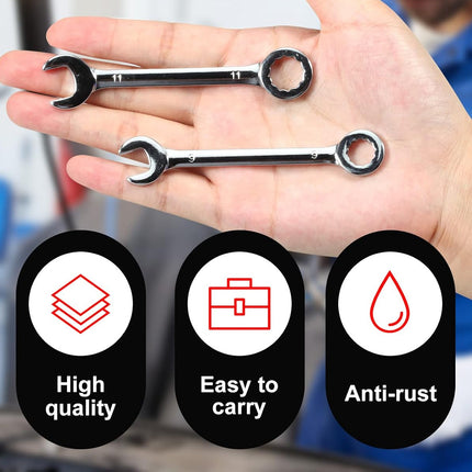 10PCS Mini Mirror Polishing Open-end Wrench and Double-purpose Wrench Set 4-11mm