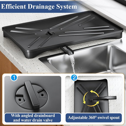 Large Capacity Kitchen Dish Drying Rack Sink Plate Bowl Tableware Storage Shelf