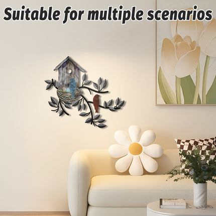 Metal Birdhouse Wall Decoration Iron Mural for Home Garden Outdoor Indoor Decor