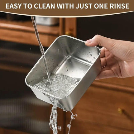 8PCS Stainless Steel Square Storage Crisper Box with Lid Bento Food Container