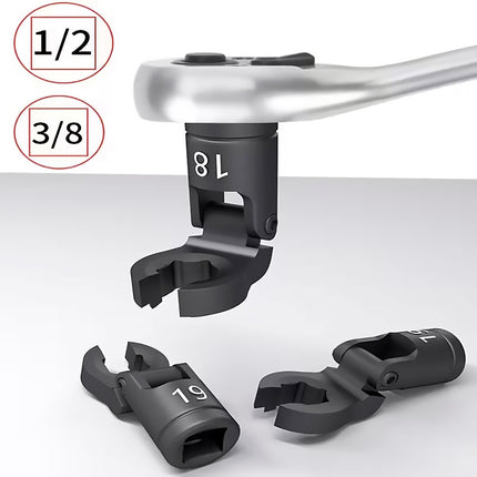 6PCS Flexible Head Fuel Line Wrench Set 12-19mm CR-V Steel for Injector Tubing