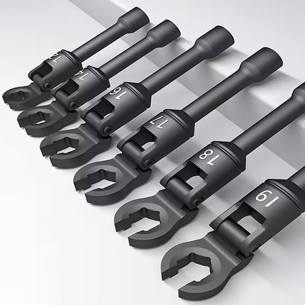 6PCS Flexible Head Fuel Line Wrench Set 12-19mm CR-V Steel for Injector Tubing
