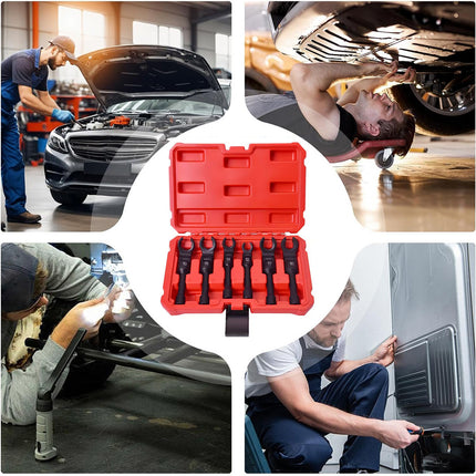 6PCS Flexible Head Fuel Line Wrench Set 12-19mm CR-V Steel for Injector Tubing