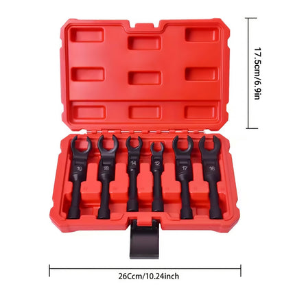 6PCS Flexible Head Fuel Line Wrench Set 12-19mm CR-V Steel for Injector Tubing