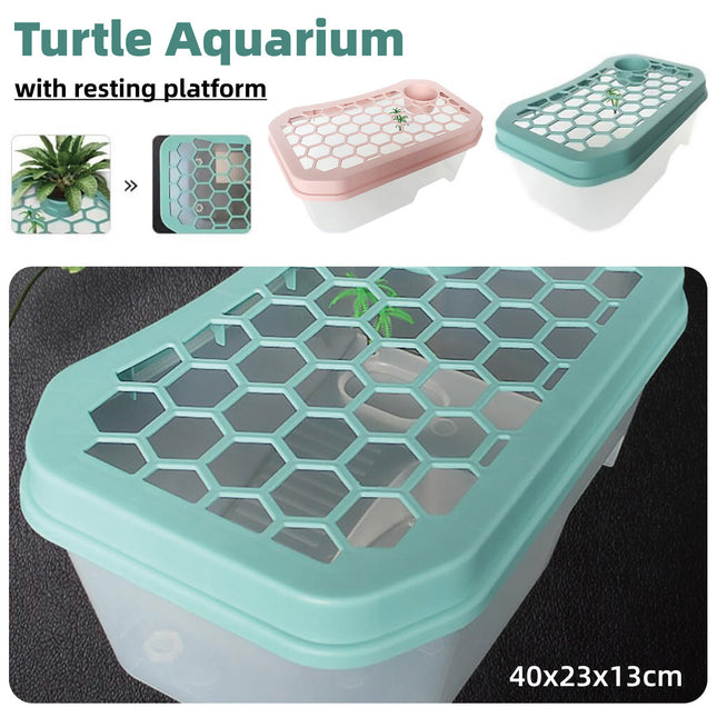 Open Turtle Tank Sun Basking Platform Plastic Reptile Habitat Aquarium Large