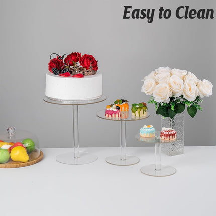 2set Acrylic Round Cake Stand Transparent Dessert Display Stand For Cakes