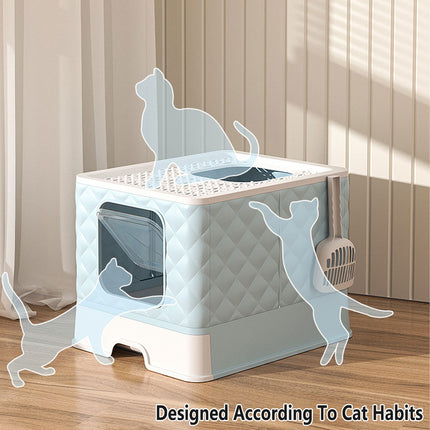 Cat Litter Box Large Capacity Drawer Type Design Enclosed Toilet for Indoor Pet