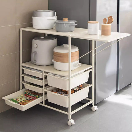 Portable Movable Multi-Layer Side Table Sturdy Storage Shelf Space Saving