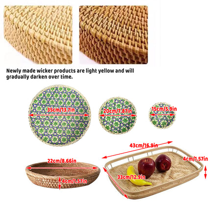 Rattan Woven Pastry Tray Desktop Storage Box Decorative Durable For Home Kitchen