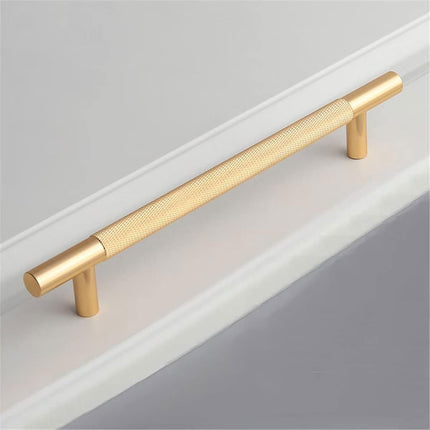 Light Luxury Cabinet Handle Full Copper Gold Straight Knurled Drawer Door Pull