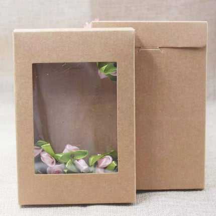 50PCS Kraft Paper Gift Boxes with PVC Window White Black Bakery Packaging Carton
