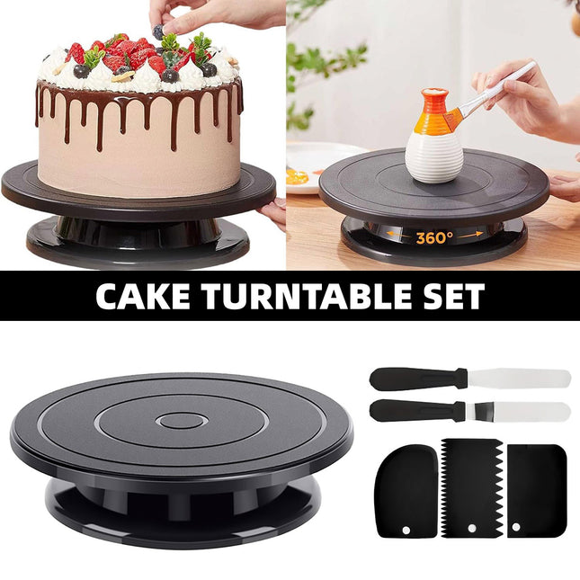 Rotating Cake Turntable Set With Icing Spatula Baking Tools For Decorating Cakes