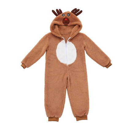 Girls' Christmas Elk Cute Dress Kids Holiday Party Outfit Festive Winter Wear - Aimall
