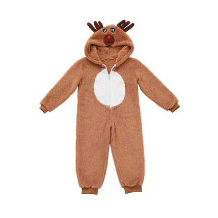 Girls' Christmas Elk Cute Dress Kids Holiday Party Outfit Festive Winter Wear - Aimall