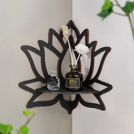 Lotus Shape Wall-Mounted Floating Corner Shelf Home Bookshelves Storage Rack
