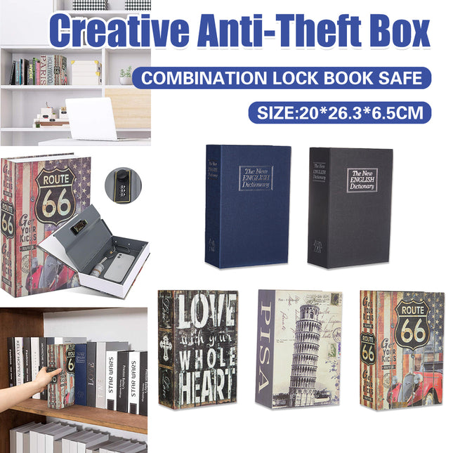 Hidden Book Safe Lock Box for Home and Office Cash Watch Document Storage