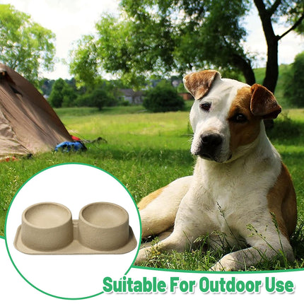 10pcs Cat Dog Bowl Double Round Bowl Angled Raised Feeder Food Water Dish Set
