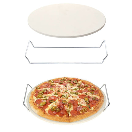 3PCS Round Pizza Stone Baking Tray for Oven Grill Pizza Bread Cooking 33x33cm