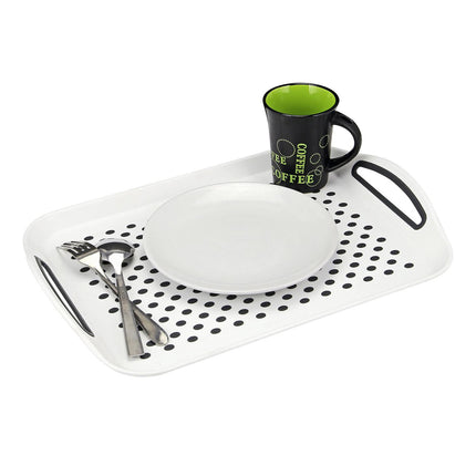 2PCS Rectangular Serving Tray Double Handle Non Slip TPR Kitchen Display Plate