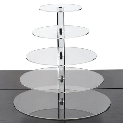 5-Tier Acrylic Cupcake Display Stand Clear Round Tower for Party Wedding Events