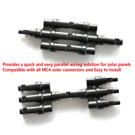 Solar Connector Set 1Pair T Type Four Way Photovoltaic Adapter for Panel System