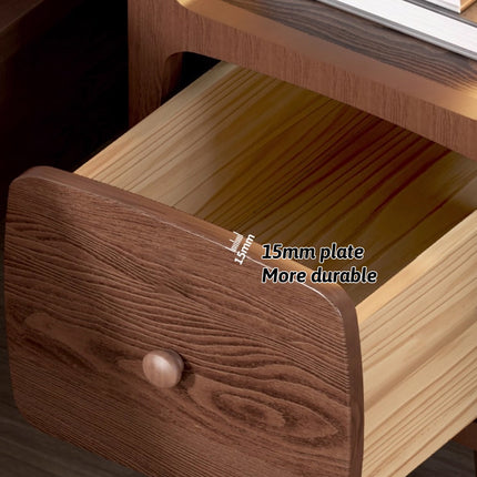 Wood Mini Bedside Table with Drawer and Shelf Compact for Bedroom Space Saving