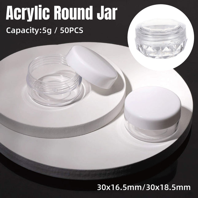 Cosmetic Cream Jar Bottle 50PCS 5g Transparent Round Refillable Sample Container
