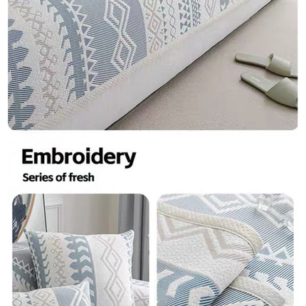 Sofa Cover Modern Geometric Green Breathable Soft for Living Room