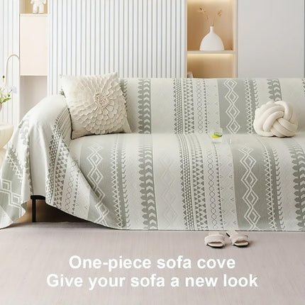Sofa Cover Modern Geometric Green Breathable Soft for Living Room
